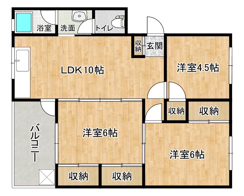 トミーハイツ(3LDK/4階)の間取り写真