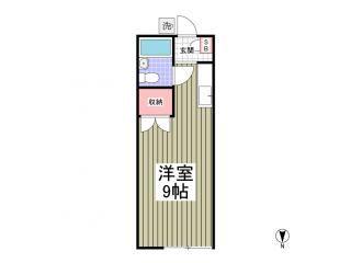 スマイルハウス第2(ワンルーム/1階)の間取り写真