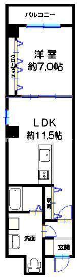 オブリオポルタ上町台(1LDK/4階)の間取り写真