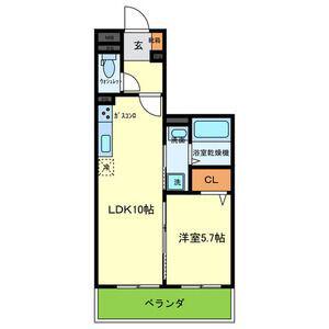 ヴェルデ東大阪(1LDK/1階)の間取り写真
