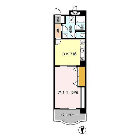 カラット中川(1DK/2階)の間取り写真