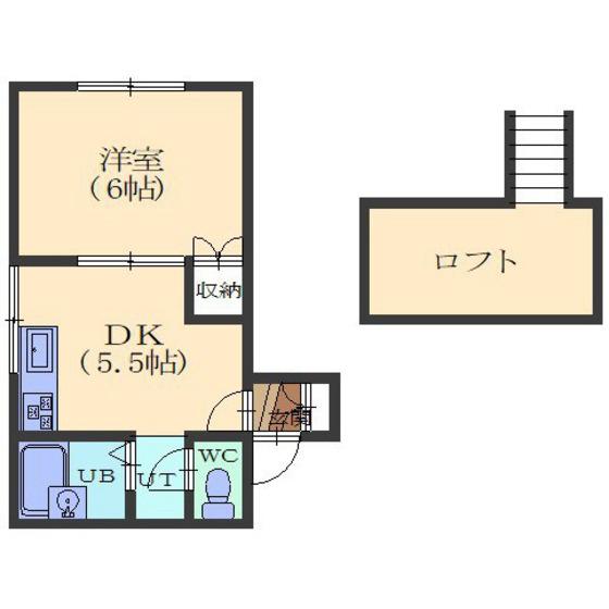ラネージュ千歳(1DK/2階)の間取り写真