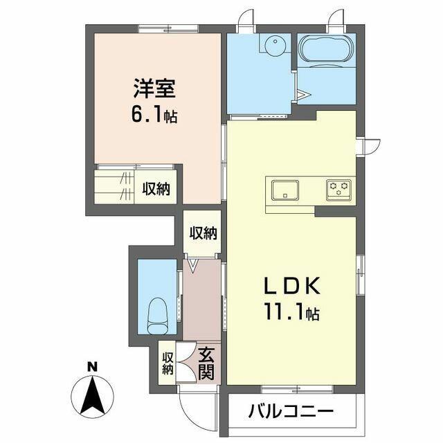クレスティーク(1LDK/1階)の間取り写真