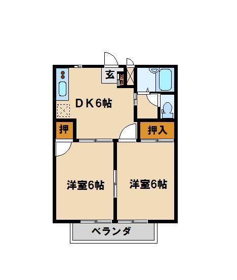 ハイツクリアスA(1LDK/2階)の間取り写真