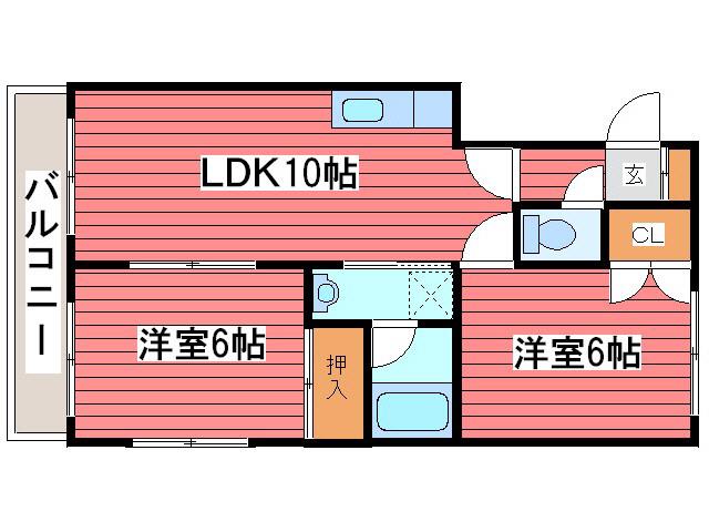 タカラメゾン月寒東(2LDK/1階)の間取り写真