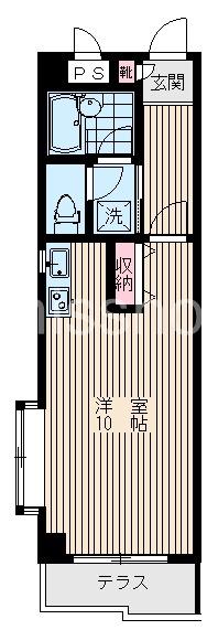 モトブレス(ワンルーム/1階)の間取り写真