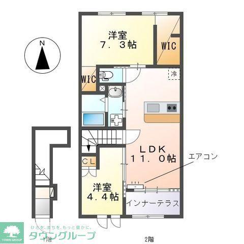 東武野田線 清水公園駅 徒歩4分 2階建 築5年(2LDK/2階)の間取り写真