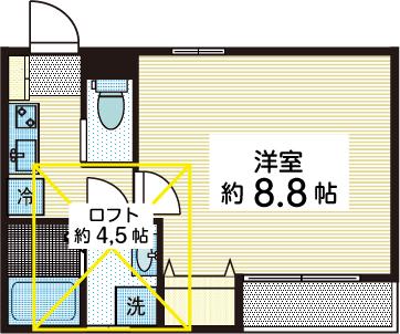 -トワヴエール-(1K/2階)の間取り写真