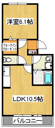 LACASAI(1LDK/2階)の間取り写真
