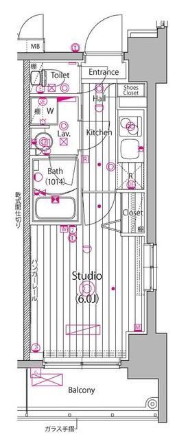 ガーラ・グランディ川崎榎町(1K/5階)の間取り写真