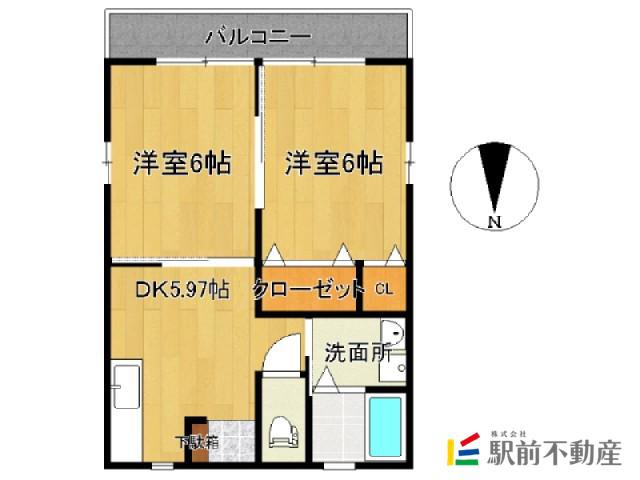エーデルハイムI(2DK/1階)の間取り写真