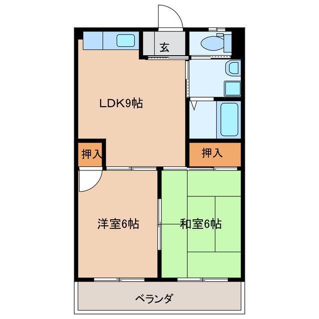 畑マンションII(2DK/2階)の間取り写真
