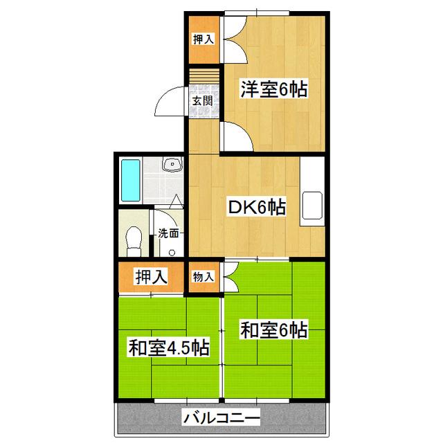 ヴィラクレール(3DK/2階)の間取り写真