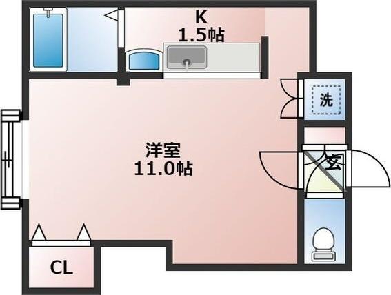 ハーベストVI(1K/2階)の間取り写真