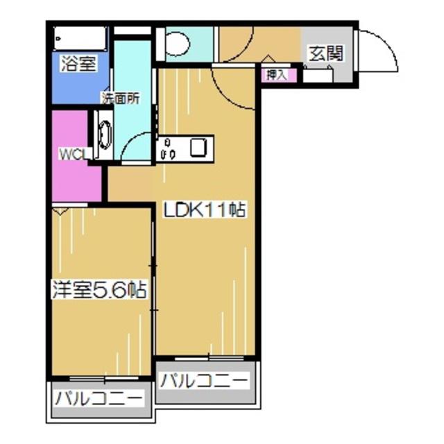 LA・VITA NAKAMOZU(1LDK/3階)の間取り写真