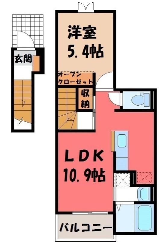 ブリーズ N(1LDK/2階)の間取り写真