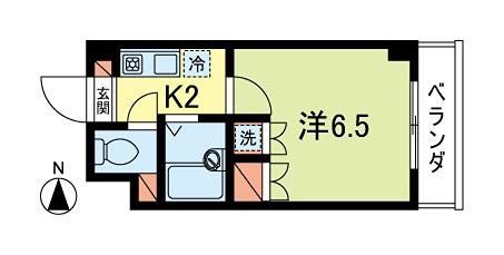 ドミール・S(1K/2階)の間取り写真