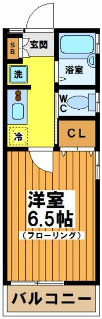 シャテロ大原(1K/1階)の間取り写真