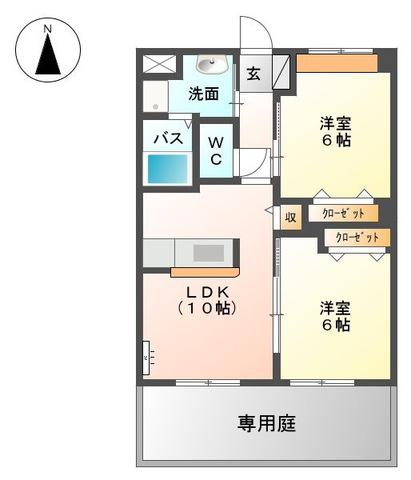 クローバツインズ(2LDK/1階)の間取り写真
