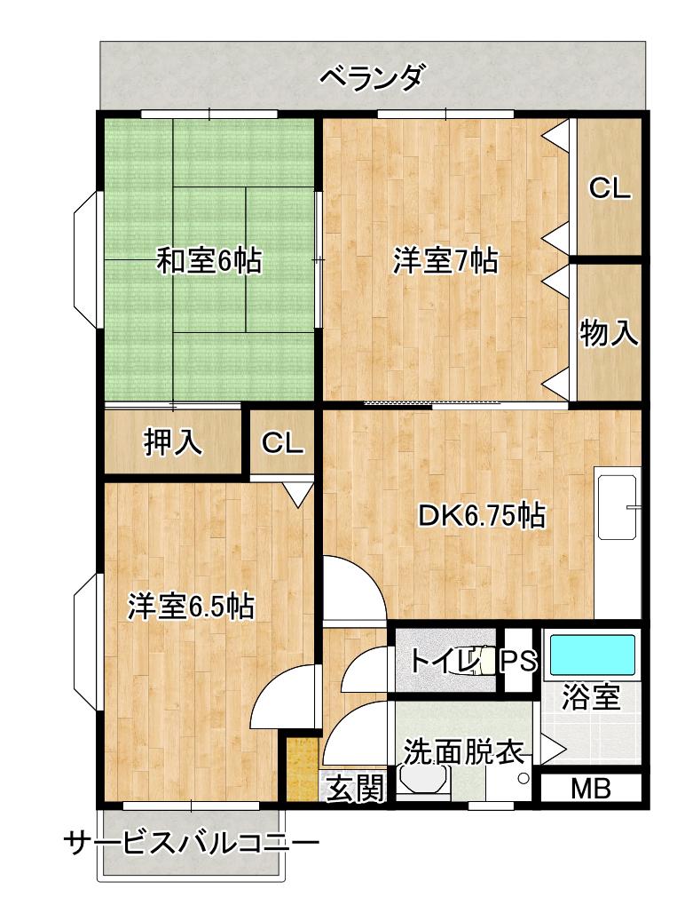 ステラマリス(3DK/2階)の間取り写真