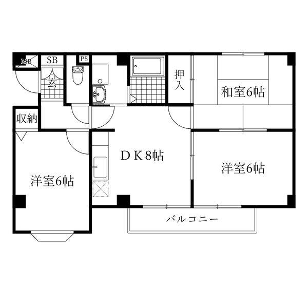 ミキハイツ・A(3DK/1階)の間取り写真