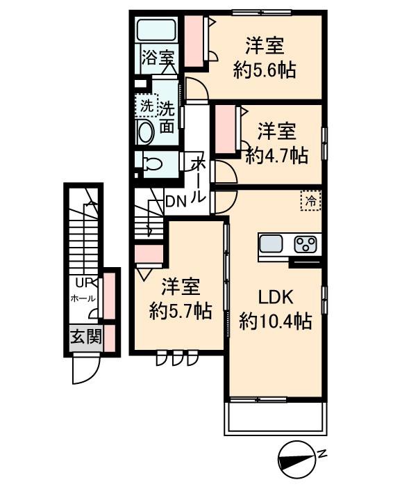 ROSE COURT C(3LDK/2階)の間取り写真