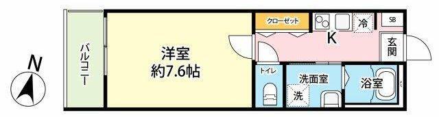 カプレットネロN(1K/2階)の間取り写真