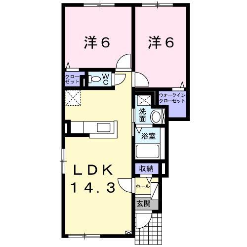 メゾンブローテIII(2LDK/1階)の間取り写真