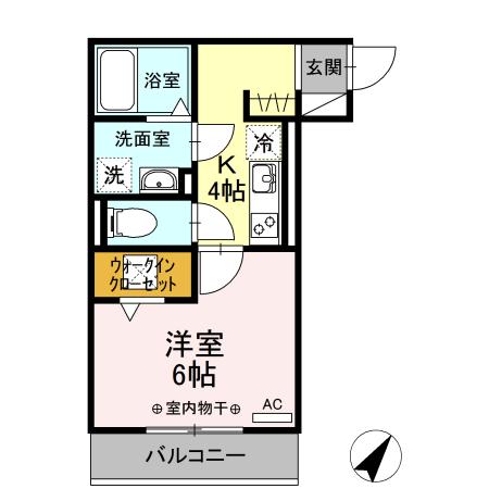 ジュネス東静岡(1K/1階)の間取り写真