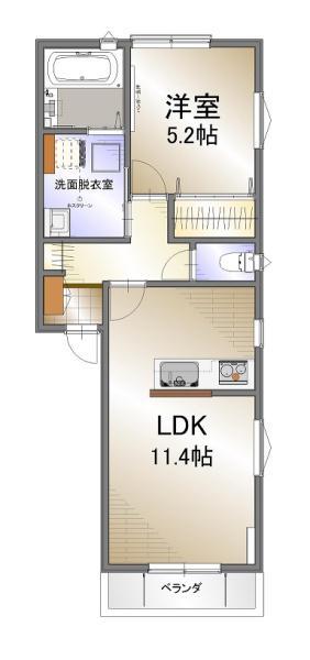 プレステージア K(1LDK/2階)の間取り写真