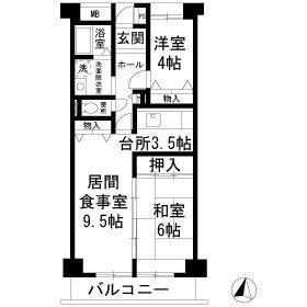 フレール綾瀬1(2LDK/4階)の間取り写真