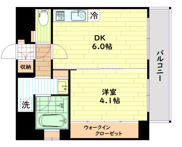 エステムコート難波VIエント(1DK/2階)の間取り写真