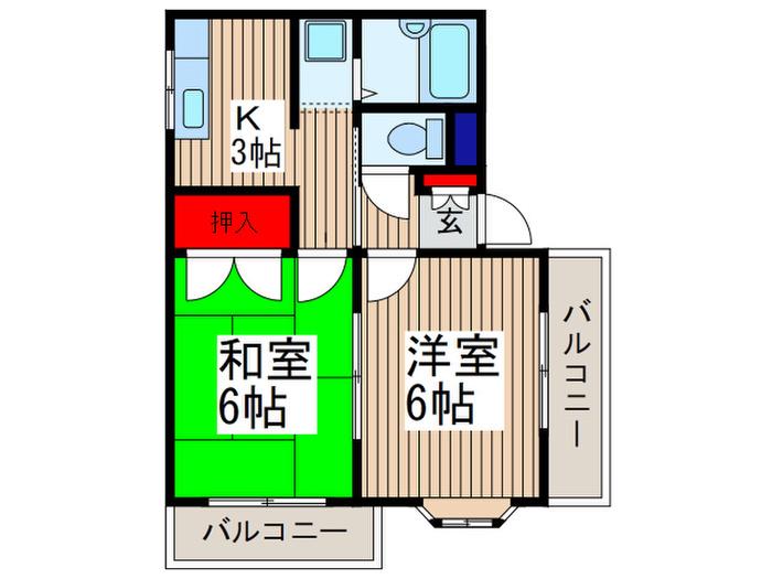 パ-クテラス笹目(2K/2階)の間取り写真