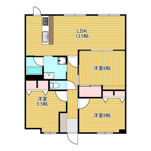 JSMANSIONパークヒルズ立岩小前(3LDK/2階)の間取り写真