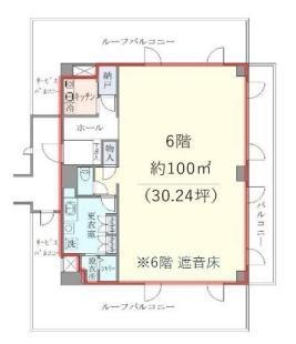 パームスプラザ上北台(1K/6階)の間取り写真