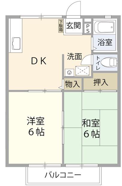 オールージュ清水(2DK/2階)の間取り写真