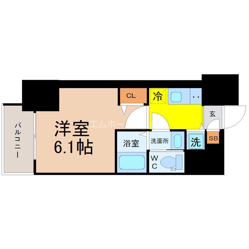S-RESIDENCE一社(1K/2階)の間取り写真