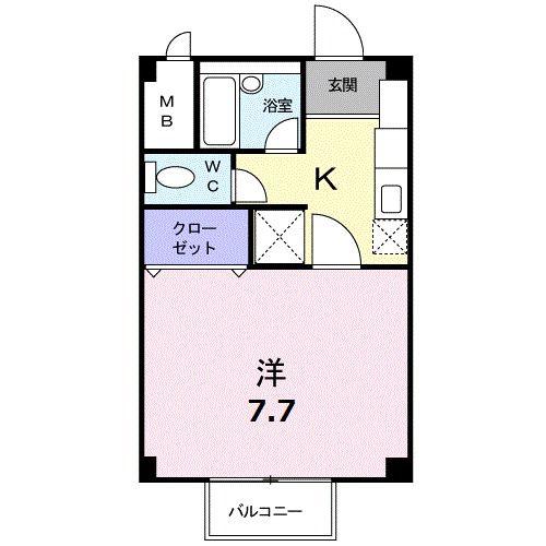 エスポワール由布(1K/2階)の間取り写真
