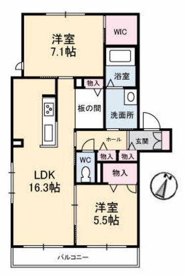 シャーメゾンINOUE(2LDK/2階)の間取り写真