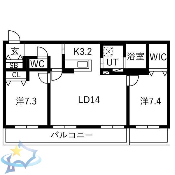 HOROHIRA BRIDGE RESIDENCE(2LDK/4階)の間取り写真