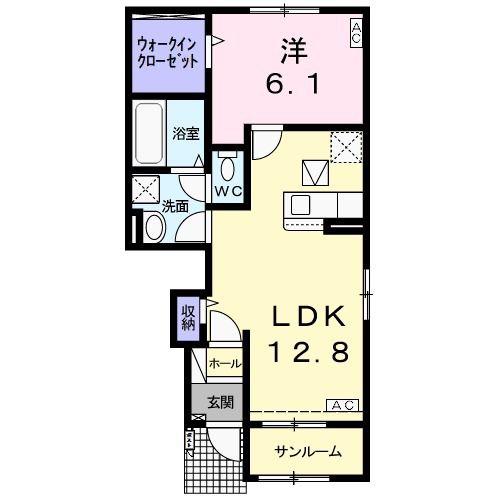 リュード・ルポA(1LDK/1階)の間取り写真