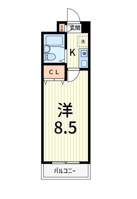 第三谷中コーポ(1K/3階)の間取り写真