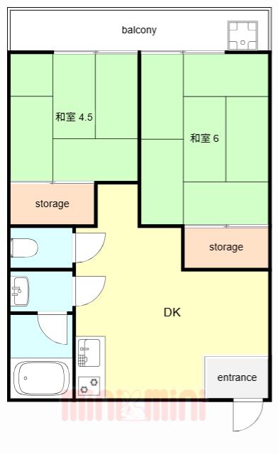 名谷マンション(2DK/2階)の間取り写真