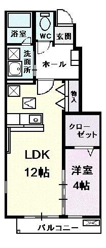 エテルノ カーサ(1LDK/1階)の間取り写真