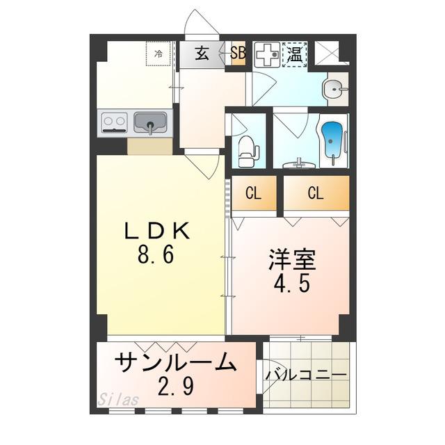 イーストRITZ巽(1LDK/4階)の間取り写真