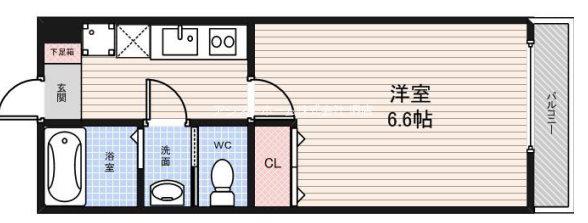 CASA七道(1K/3階)の間取り写真