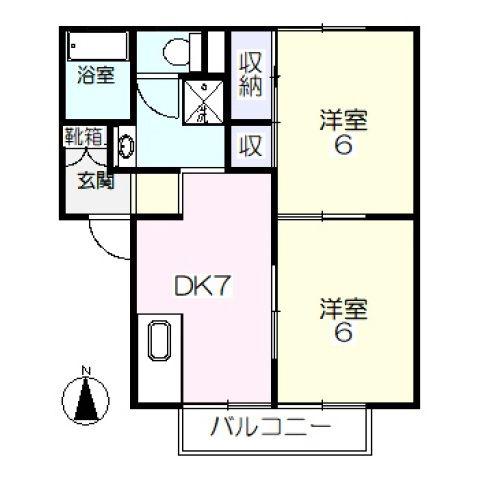 プレジールSANYO C棟(2DK/2階)の間取り写真