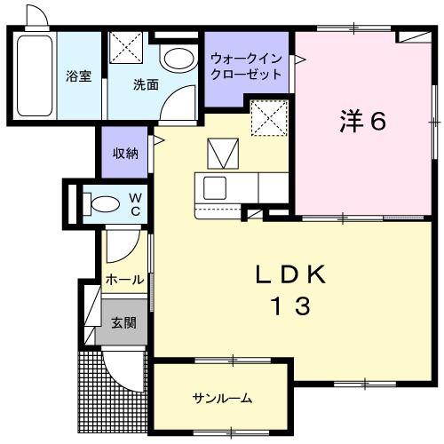 サンフォニー(1LDK/1階)の間取り写真