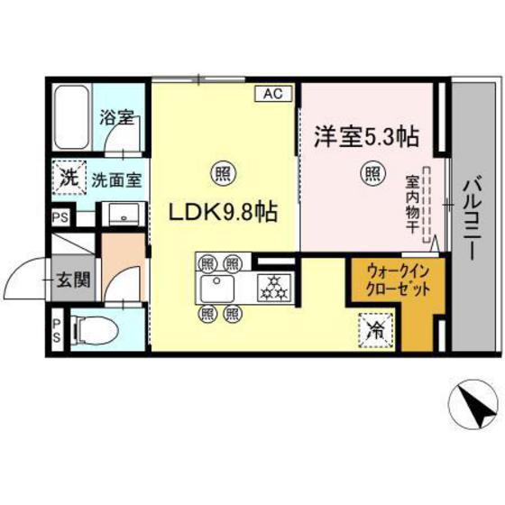 D-ROOM庚午中(1LDK/2階)の間取り写真