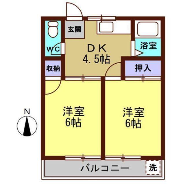 コーポウエスト(2K/2階)の間取り写真